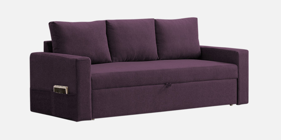 Kara Fabric 3 Seater Pull Out Sofa Cum Bed In Greek Purple Colour - Febonic Living