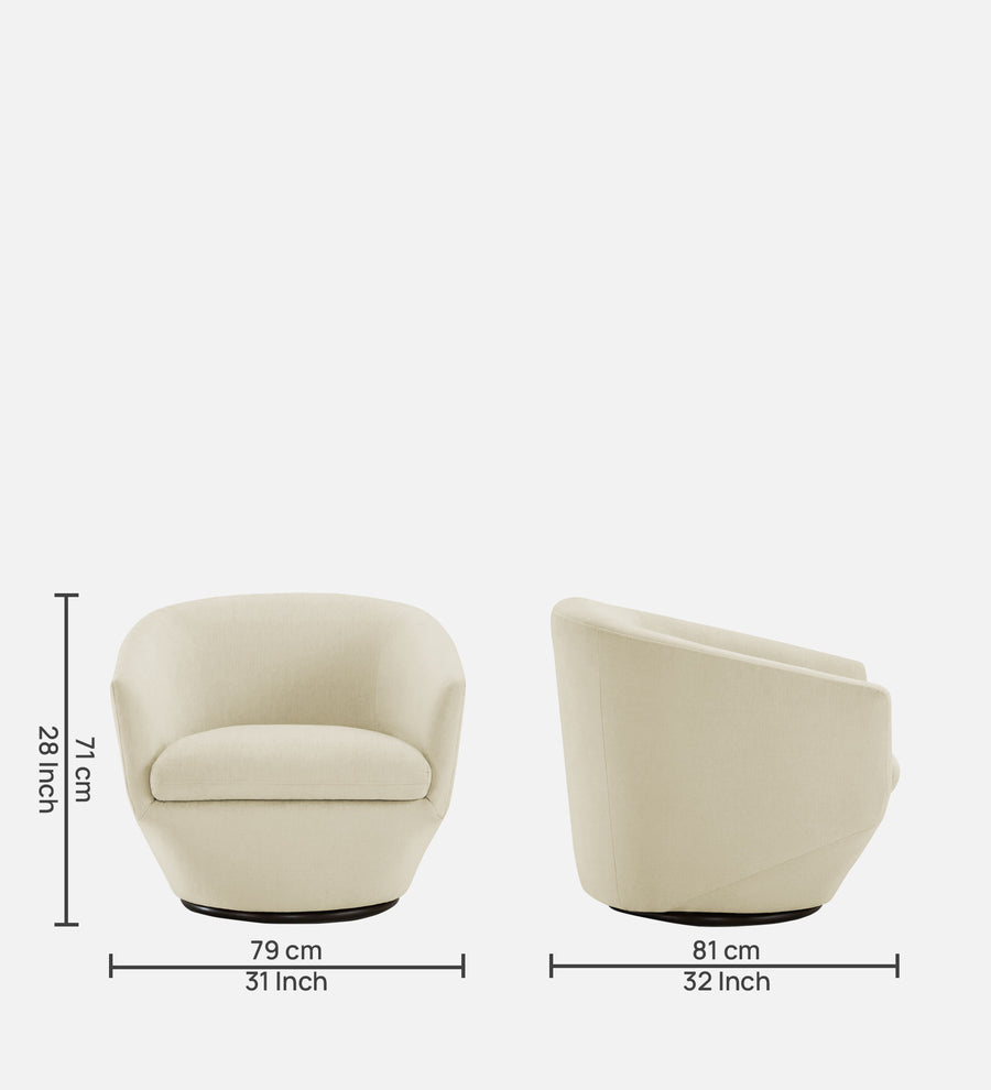 Haddie Velvet Swivel Chair In Warm White Colour - Febonic Living