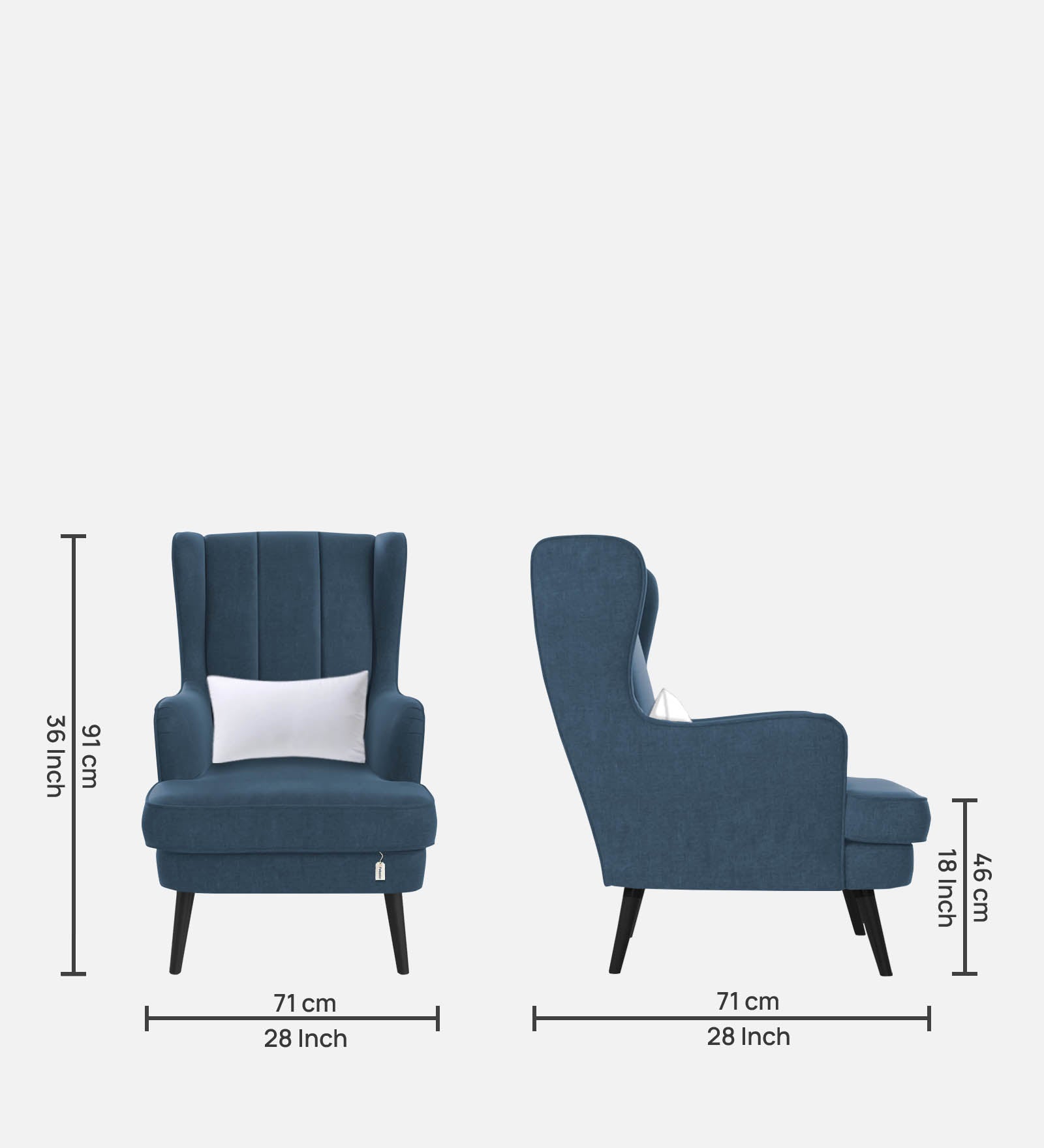 Niya Velvet Wing Chair in Oxford Blue Colour