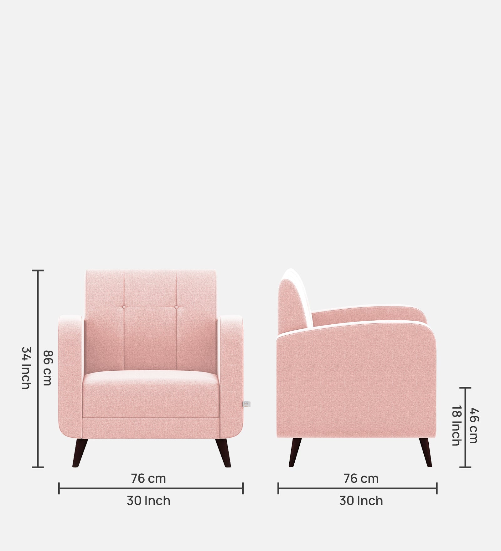 Wiki Velvet 1 Seater Sofa in Millennial Pink Colour