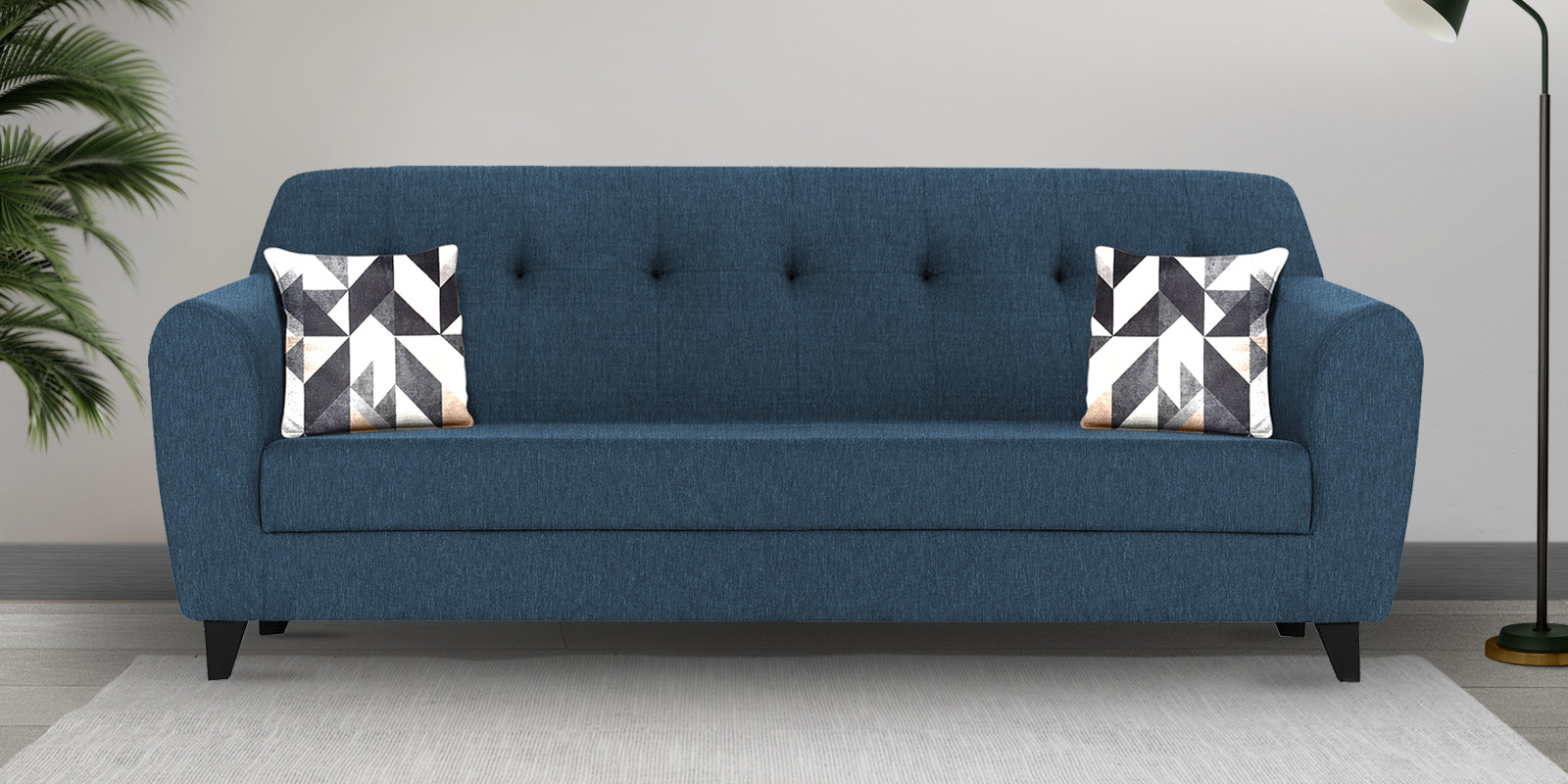 Melaan Fabric 3 Seater Sofa In Light Blue Colour