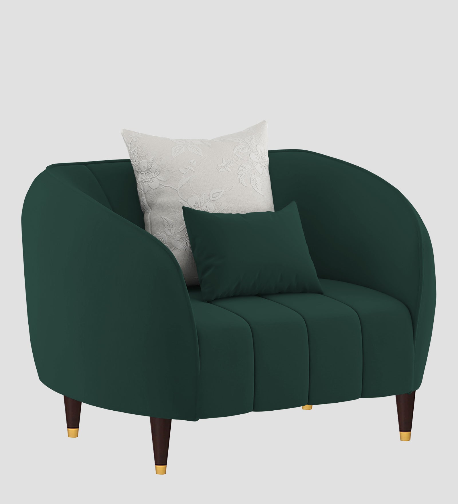 Hairo Velvet 1 Seater Sofa In  Forest Green Colour - Febonic Living
