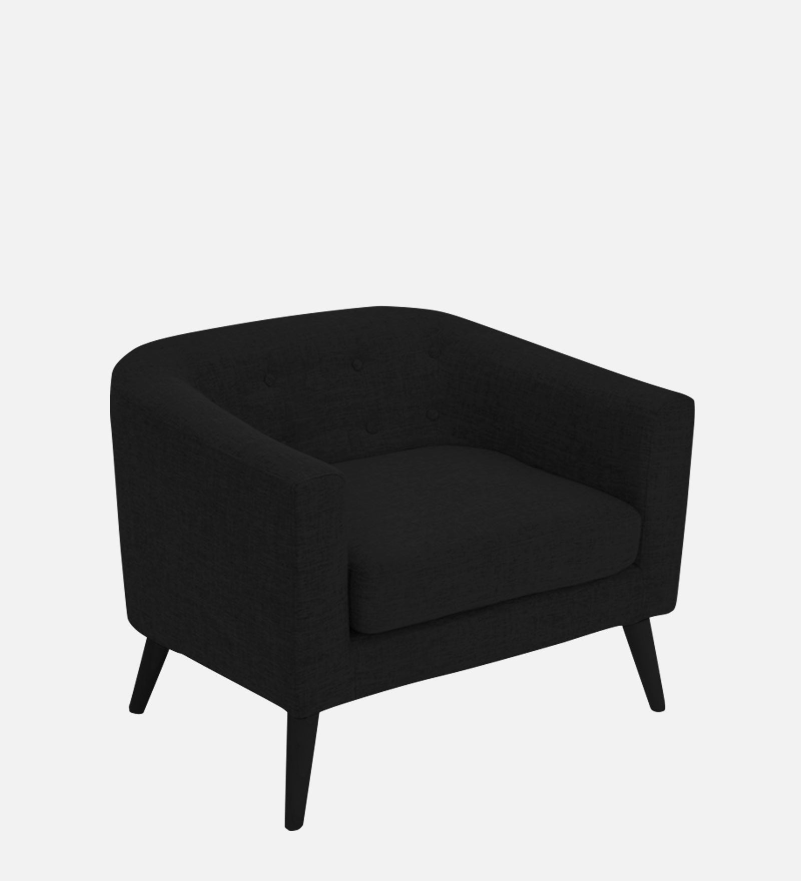 Casper Fabric 1 Seater Sofa in Zed Black Colour