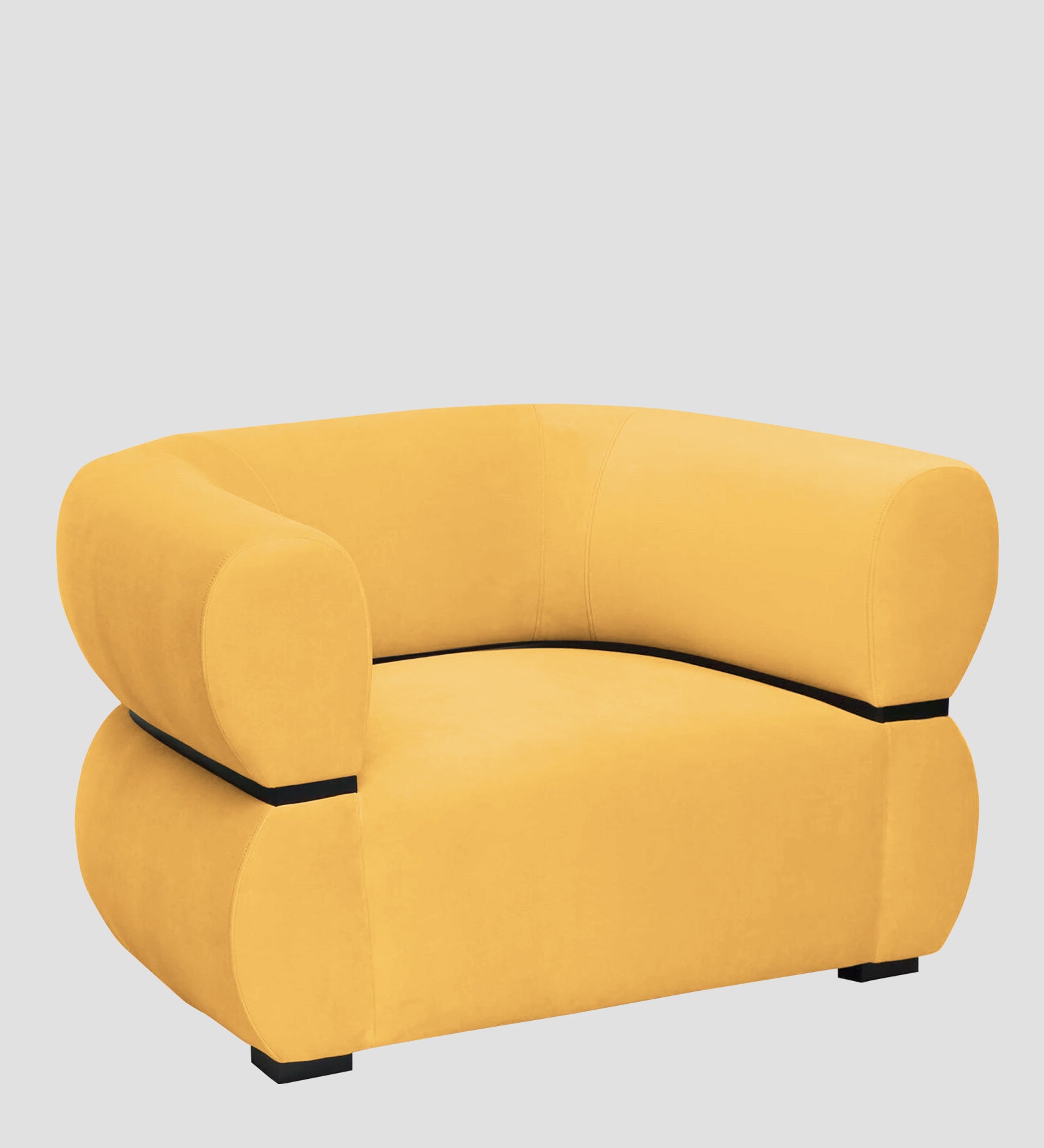 Kula Velvet 1 Seater Sofa In Turmeric Yellow Colour