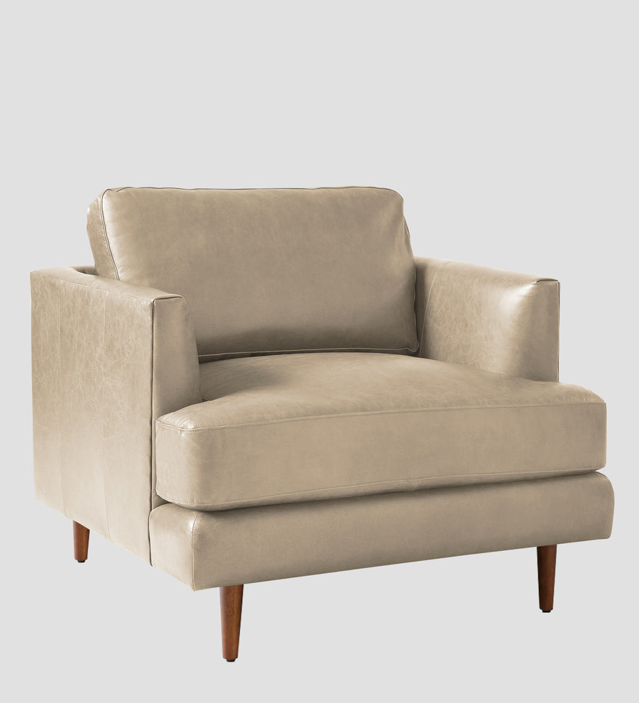 Sterio Leatherette 1 Seater Sofa In Tan Beige Colour - Febonic Living