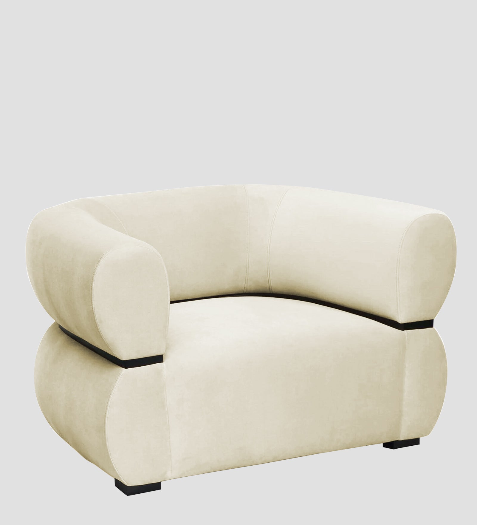 Kula Velvet 1 Seater Sofa In Warm white Colour