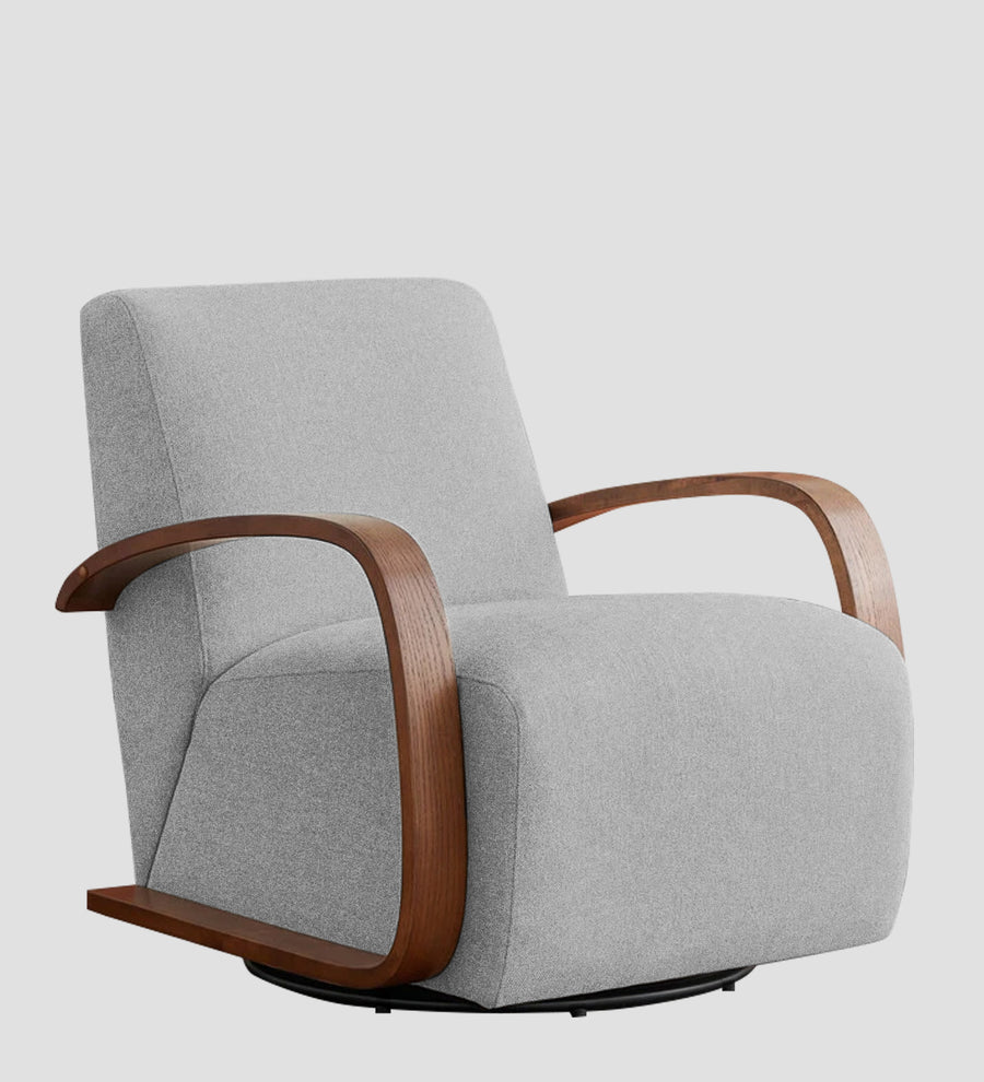 Balma Fabric Swivel Chair In Lit Grey Colour - Febonic Living