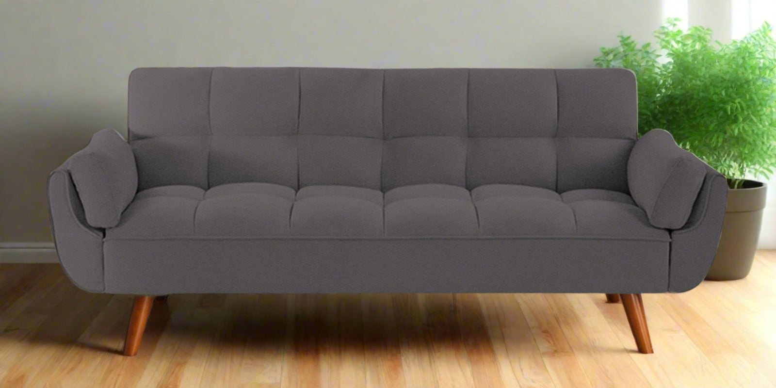 Melano Fabric 3 Seater Convertible Sofa Cum Bed in Sudo Grey Colour