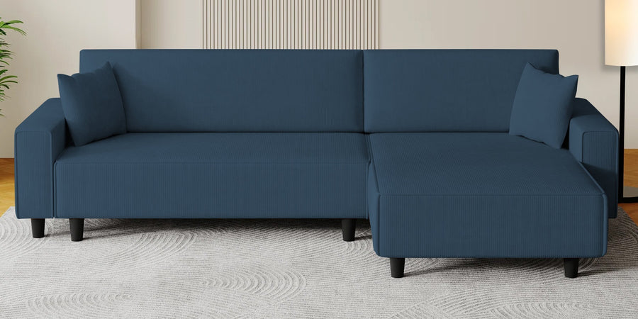 Peach Fabric Lhs 6 Seater Sofa Cum Bed With Storage In Light Blue Colour - Febonic Living