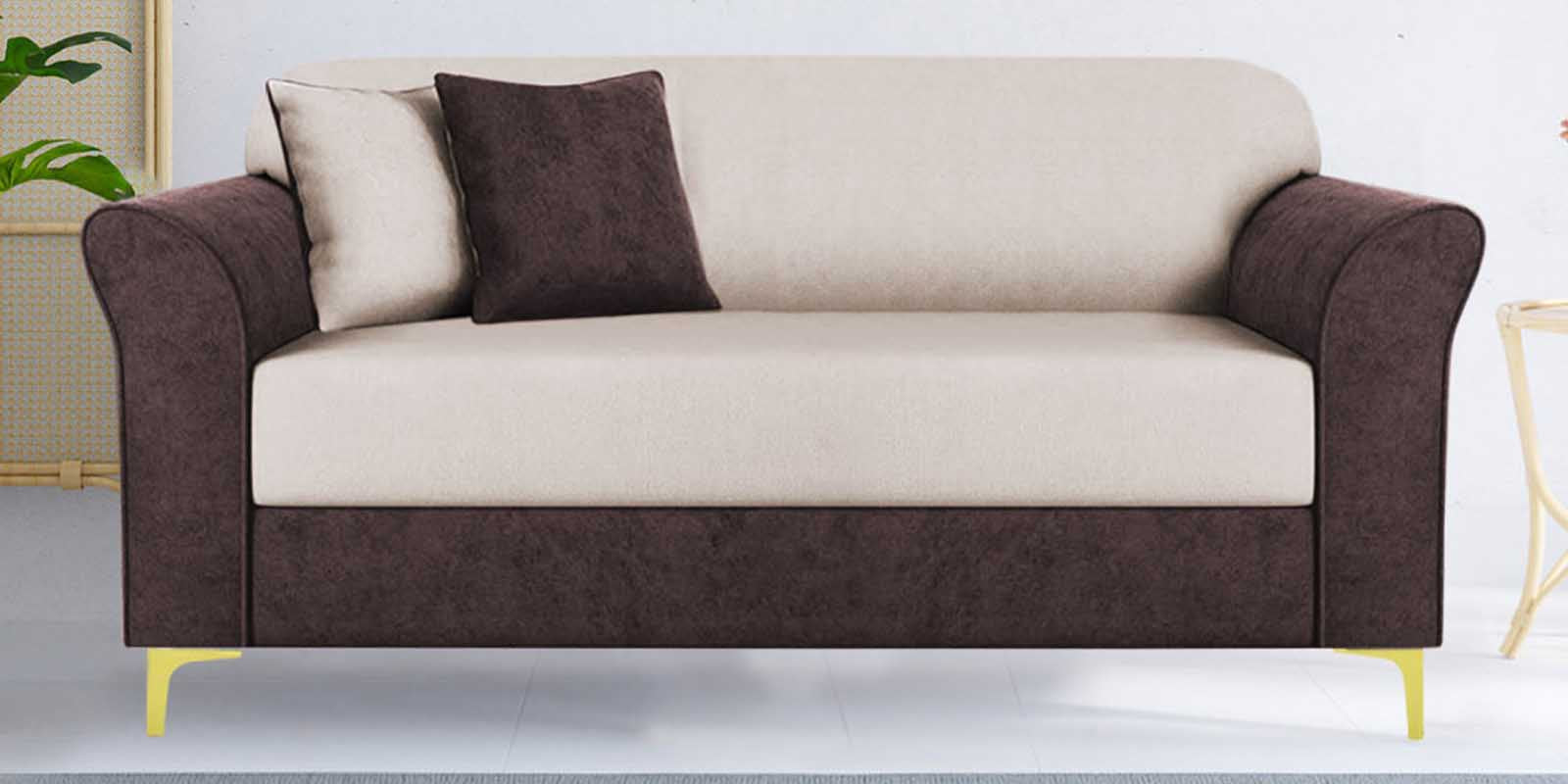 Jordan Velvet 2 Seater Sofa in Mocha Brown _ Camel Beige Colour