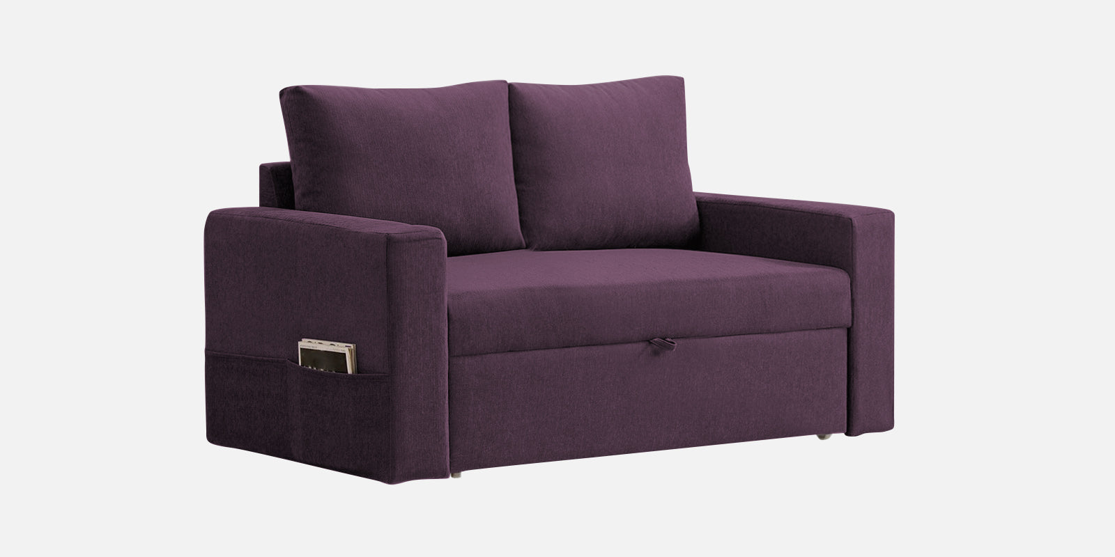 Kara Fabric 2 Seater Pull Out Sofa Cum Bed in Greek Purple Colour