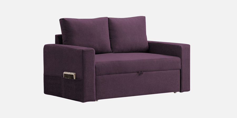 Kara Fabric 2 Seater Pull Out Sofa Cum Bed In Greek Purple Colour - Febonic Living