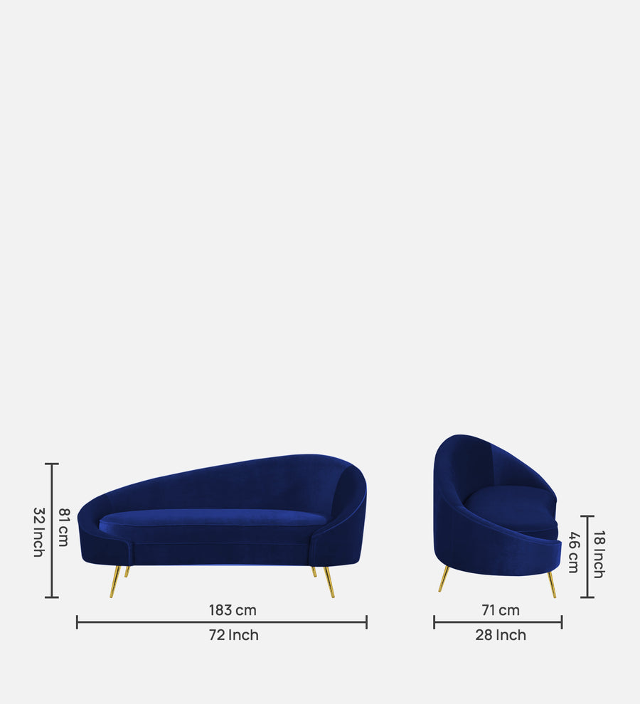 Cely Velvet Lhs Chaise Lounger In Imperial Blue Colour - Febonic Living