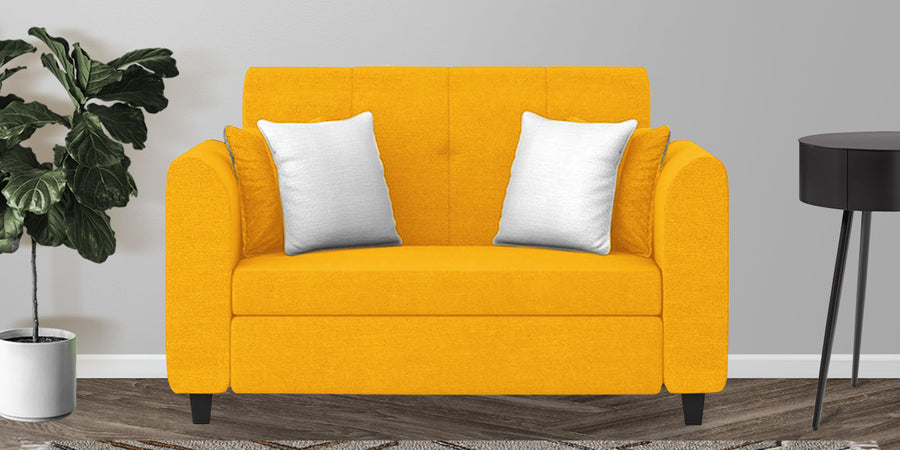 Denmark Fabric 2 Seater Sofa In Bold Yellow Colour - Febonic Living