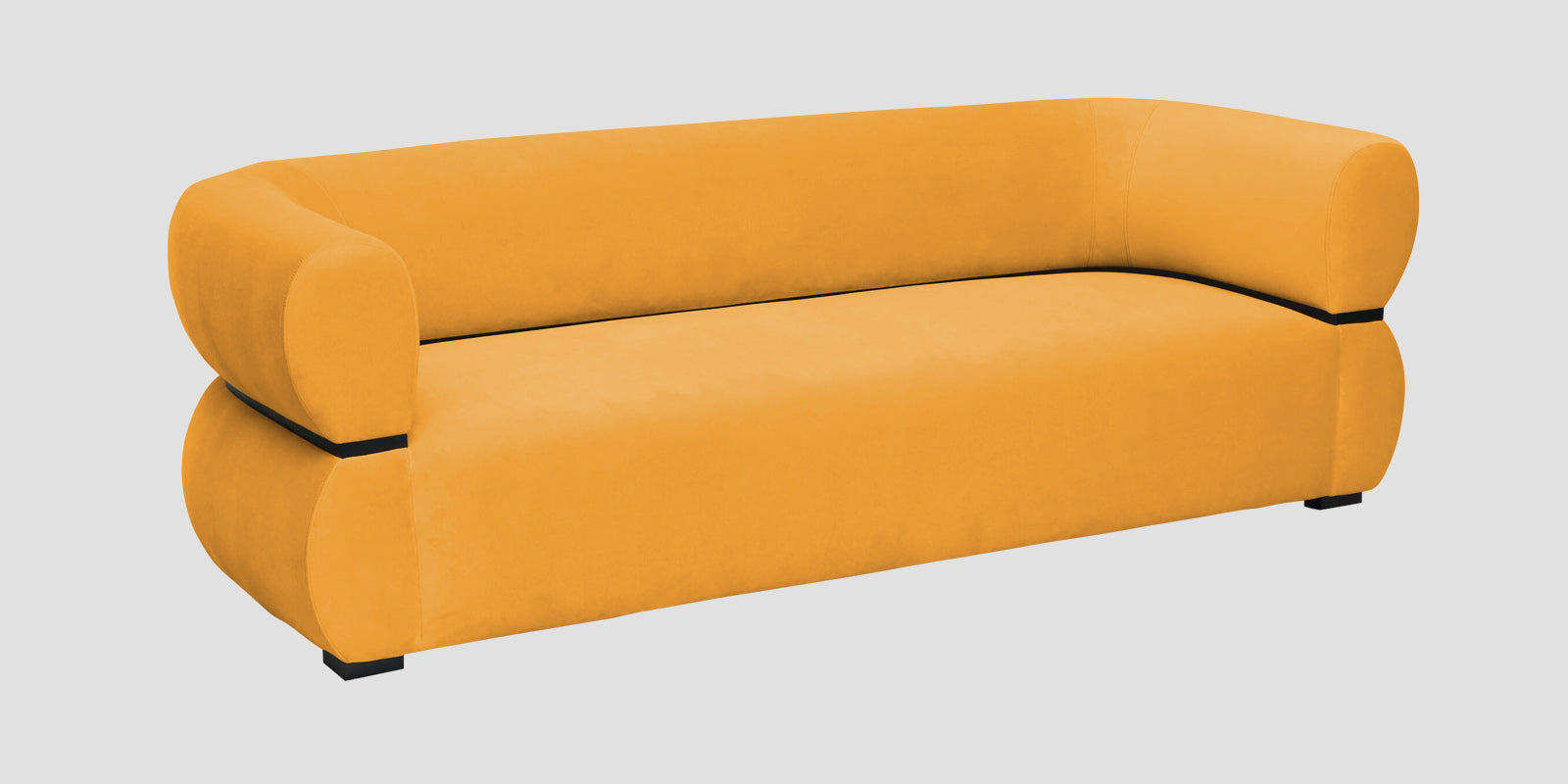 Kula Velvet 3 Seater Sofa In Safforn Yellow Colour