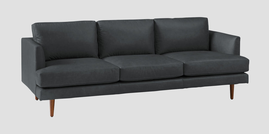 Sterio Leatherette 3 Seater Sofa In Pepper Grey Colour - Febonic Living