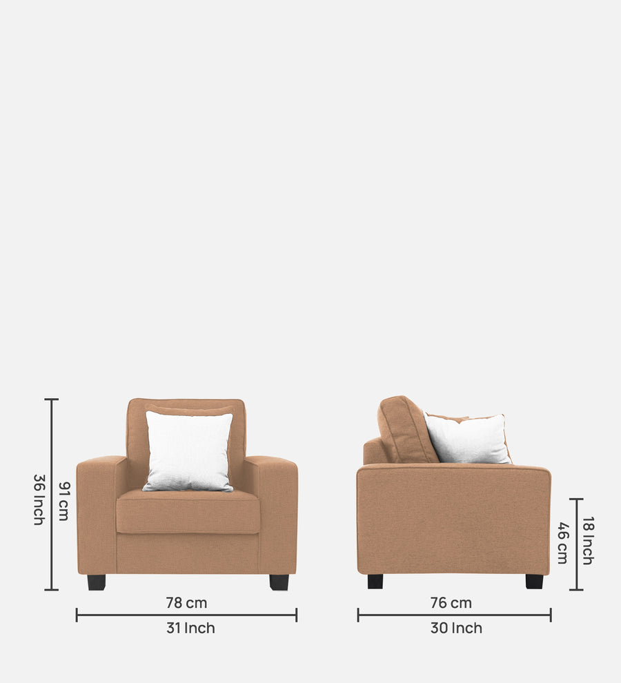 Ladybug Fabric 1 Seater Sofa In Cosmic Beige Colour - Febonic Living