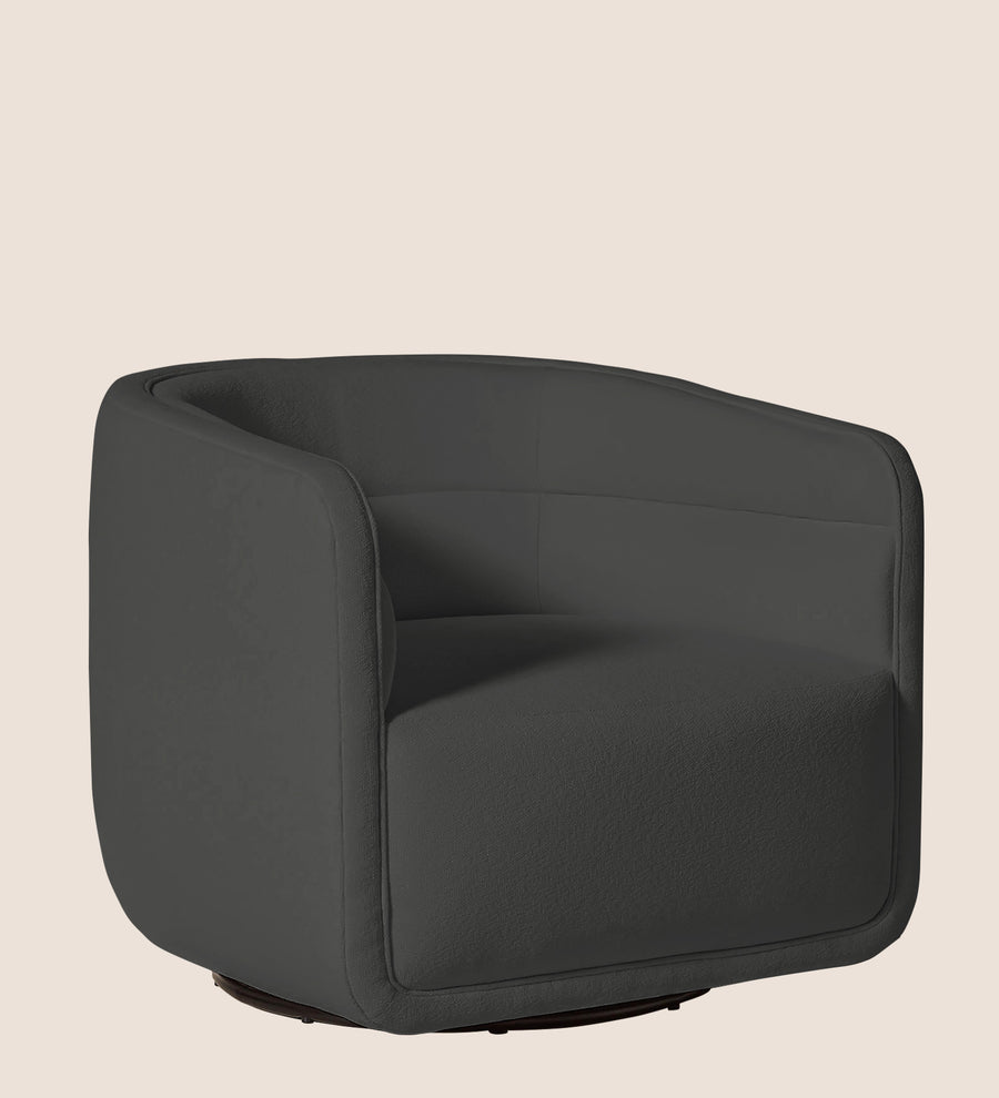 Ria Fabric Swivel Chair In Stone Grey Colour - Febonic Living