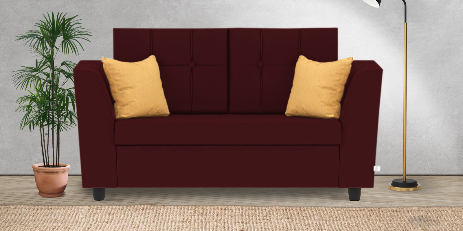 Nestin Velvet 2 Seater Sofa in Blood Maroon Colour