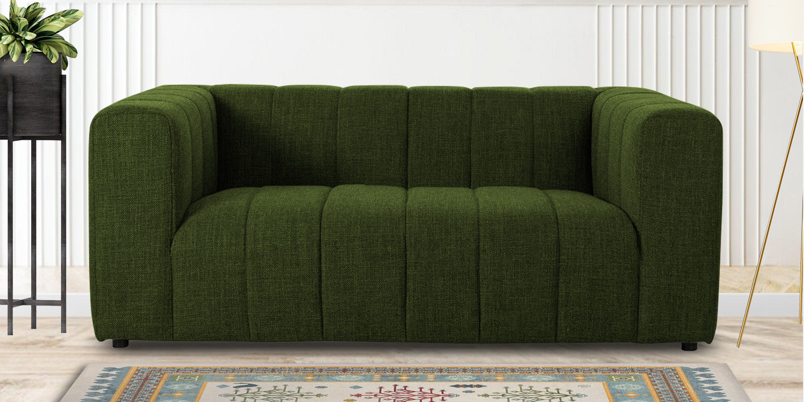 Lara Fabric 2 Seater Sofa in Olive green Colour