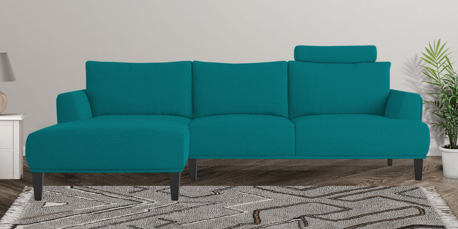 Como Fabric Rhs Sectional Sofa 3 Lounger In Sea Green Colour - Febonic Living