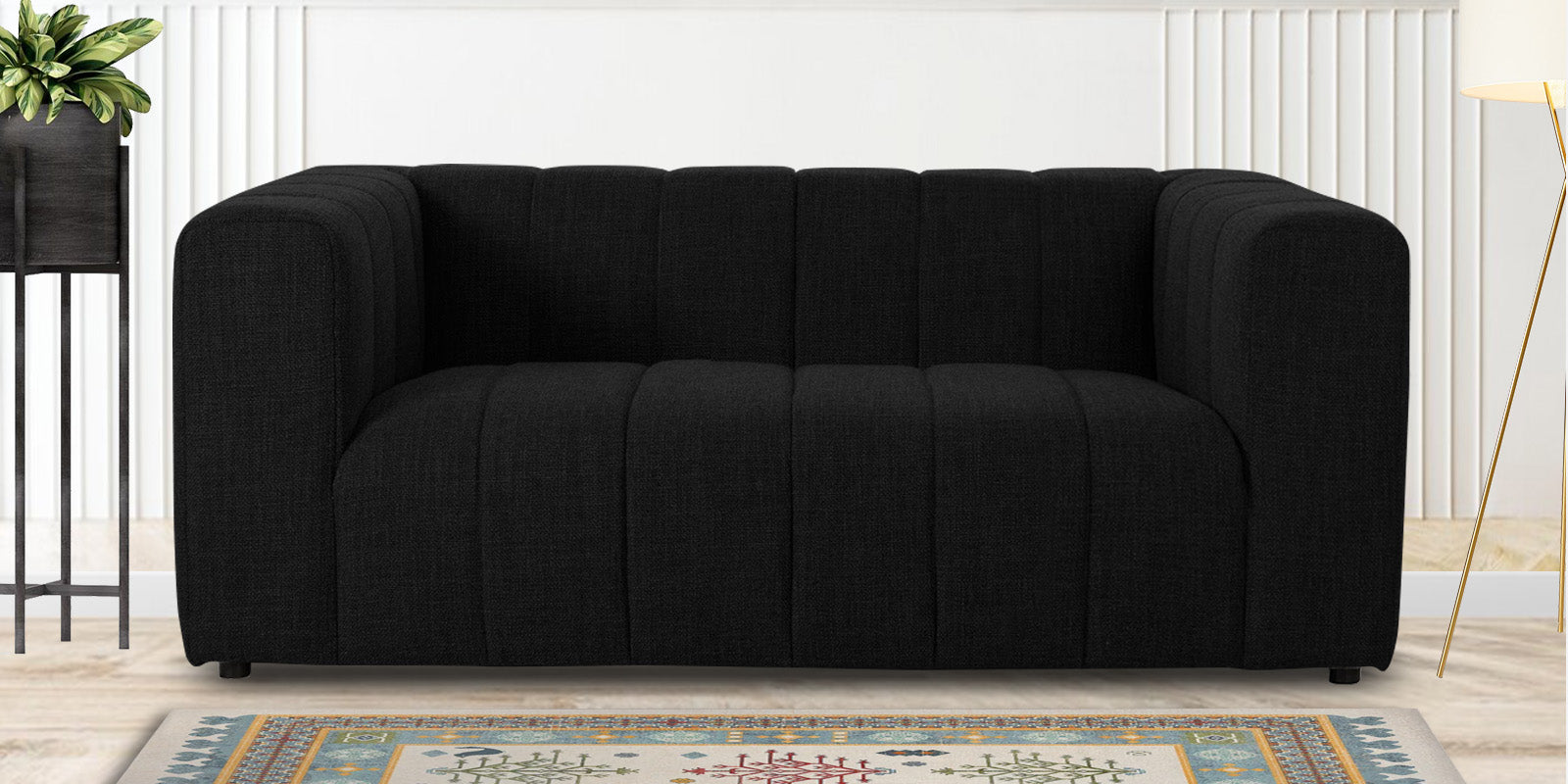 Lara Fabric 2 Seater Sofa in Zed Black Colour