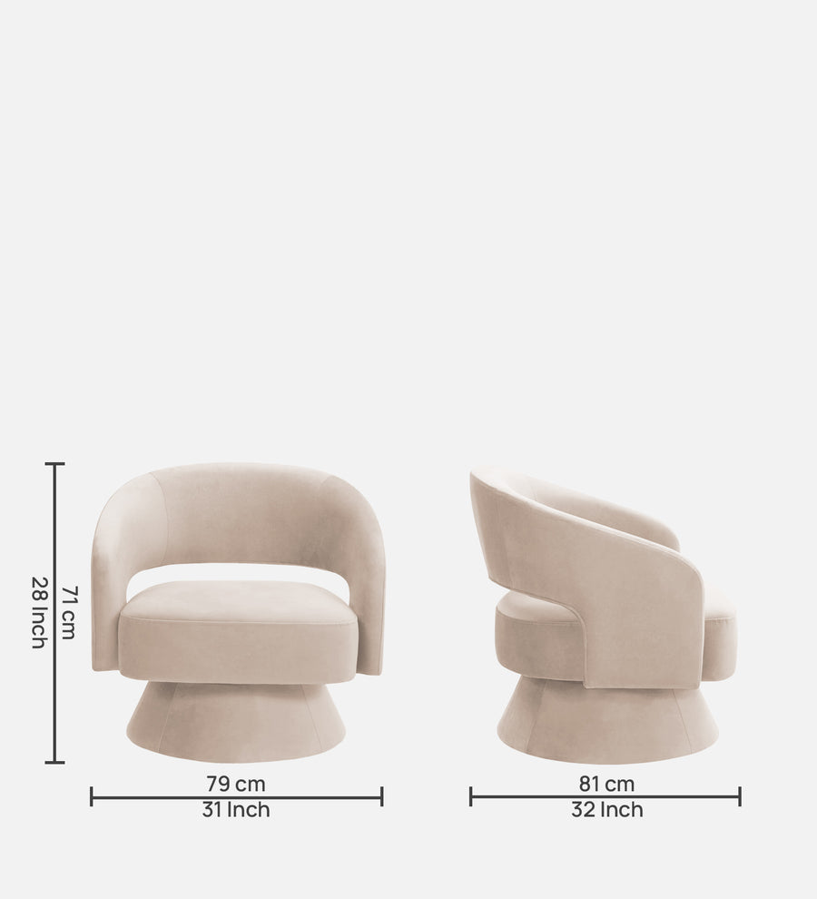 Pendra Velvet Swivel Chair In Camel Beige Colour - Febonic Living