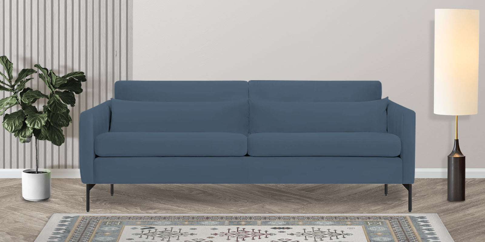 Haru Velvet 3 Seater Sofa in Oxford Blue Colour