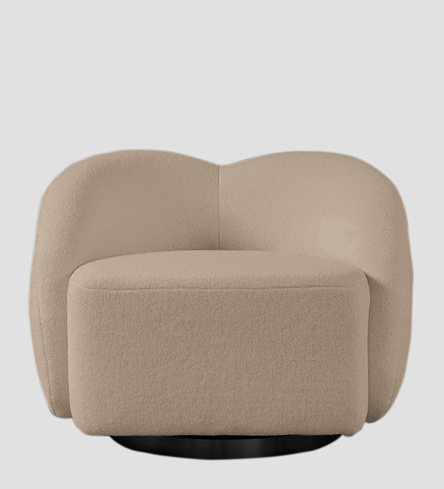 Miles Boucle Fabric Swivel Chair In Mushroom Beige Colour - Febonic Living