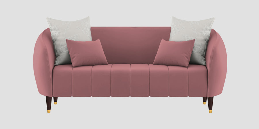 Hairo Velvet 2 Seater Sofa In Rose Pink Colour - Febonic Living