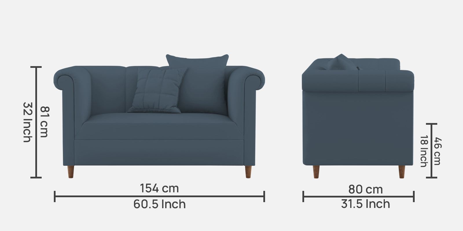 Rubi Velvet 2 Seater Sofa in Oxford Blue Colour