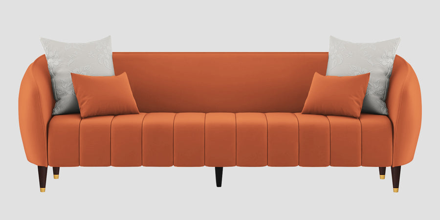 Hairo Velvet 3 Seater Sofa In Yam Orange Colour - Febonic Living
