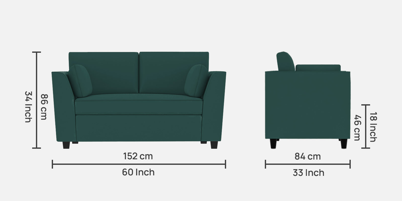 Bristo Velvet 2 Seater Sofa in Pine Green Colour With Storage