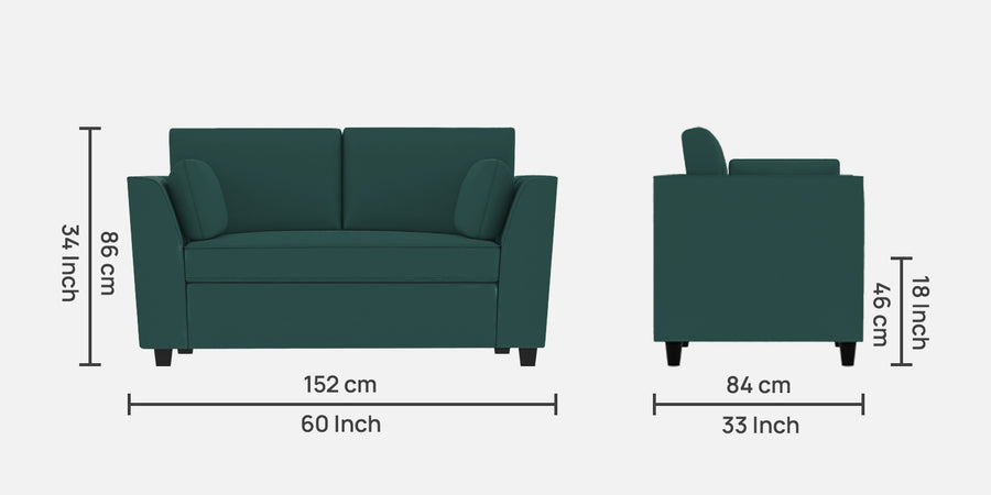 Bristo Velvet 2 Seater Sofa In Pine Green Colour With Storage - Febonic Living
