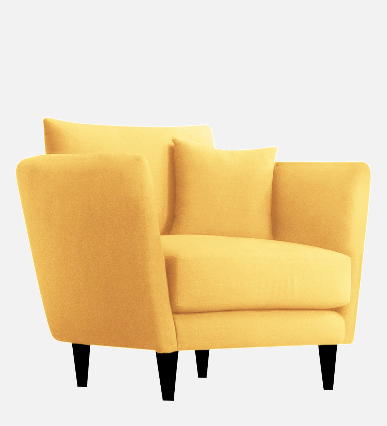 Norway Velvet 1 Seater Sofa In Turmeric Yellow Colour