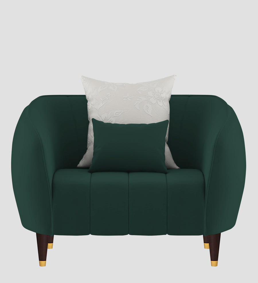 Hairo Velvet 1 Seater Sofa In Forest Green Colour - Febonic Living