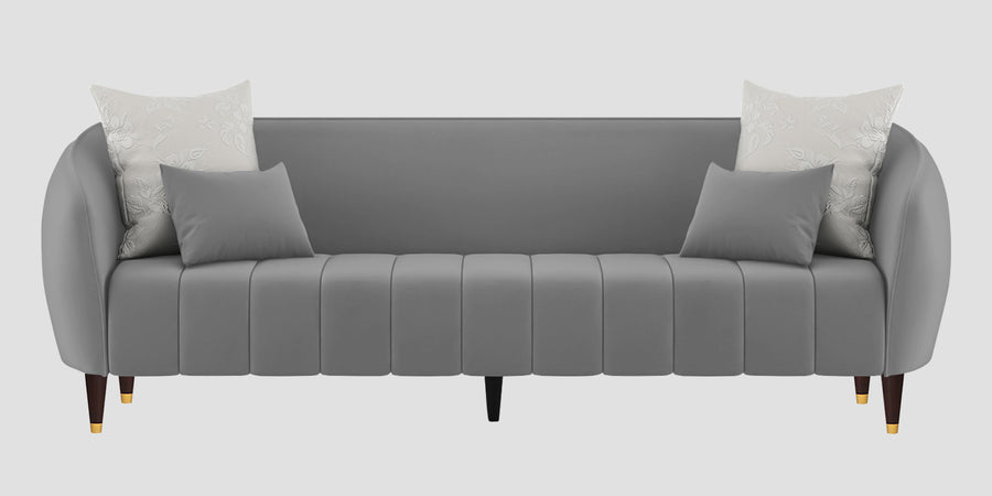 Hairo Velvet 3 Seater Sofa In Light Grey Colour - Febonic Living