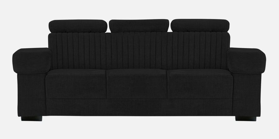 Draco Fabric 3 Seater Sofa In Zed Black Colour - Febonic Living