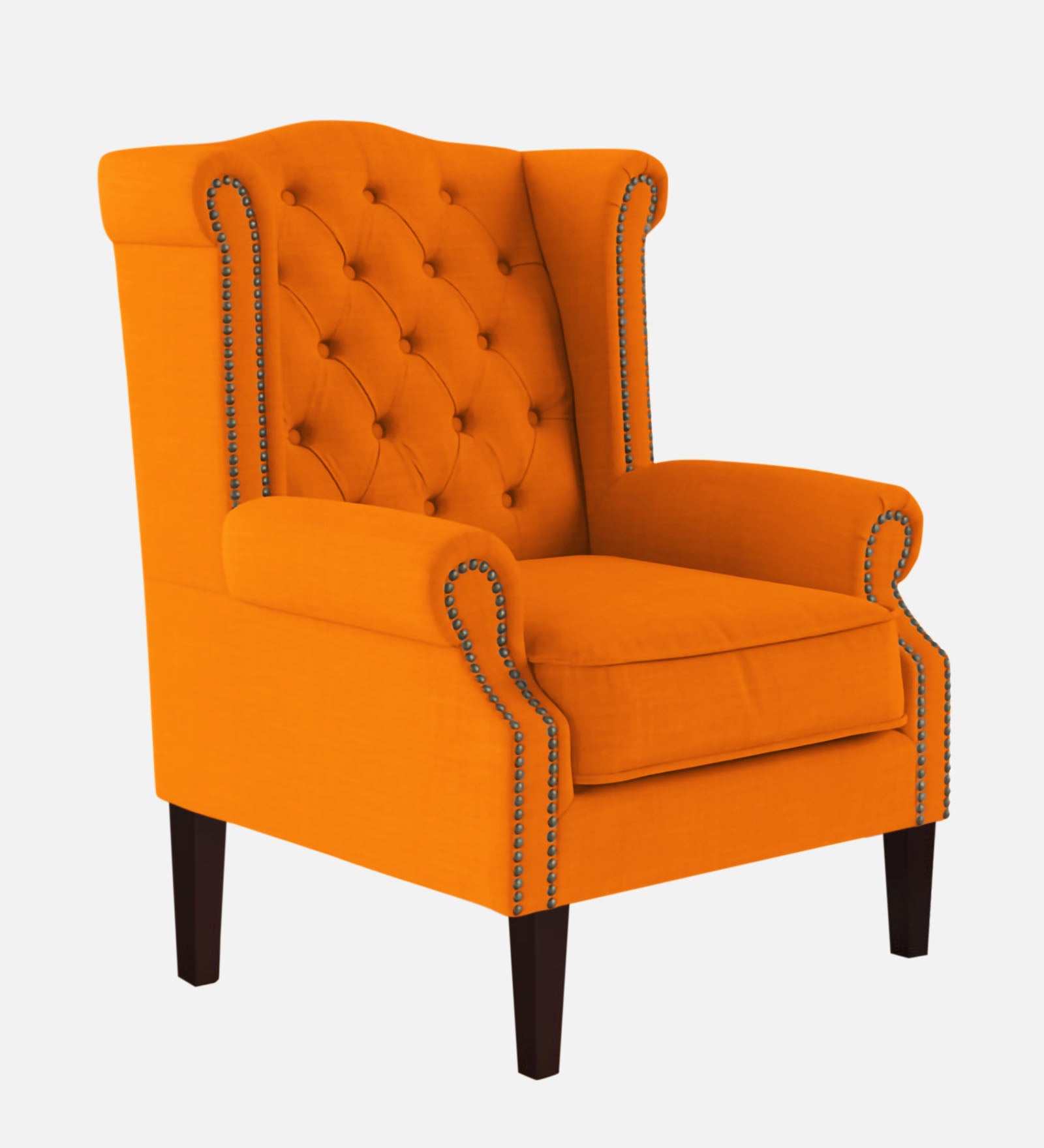 Neyub  Fabric Wing Chair in Vivid Orange Colour