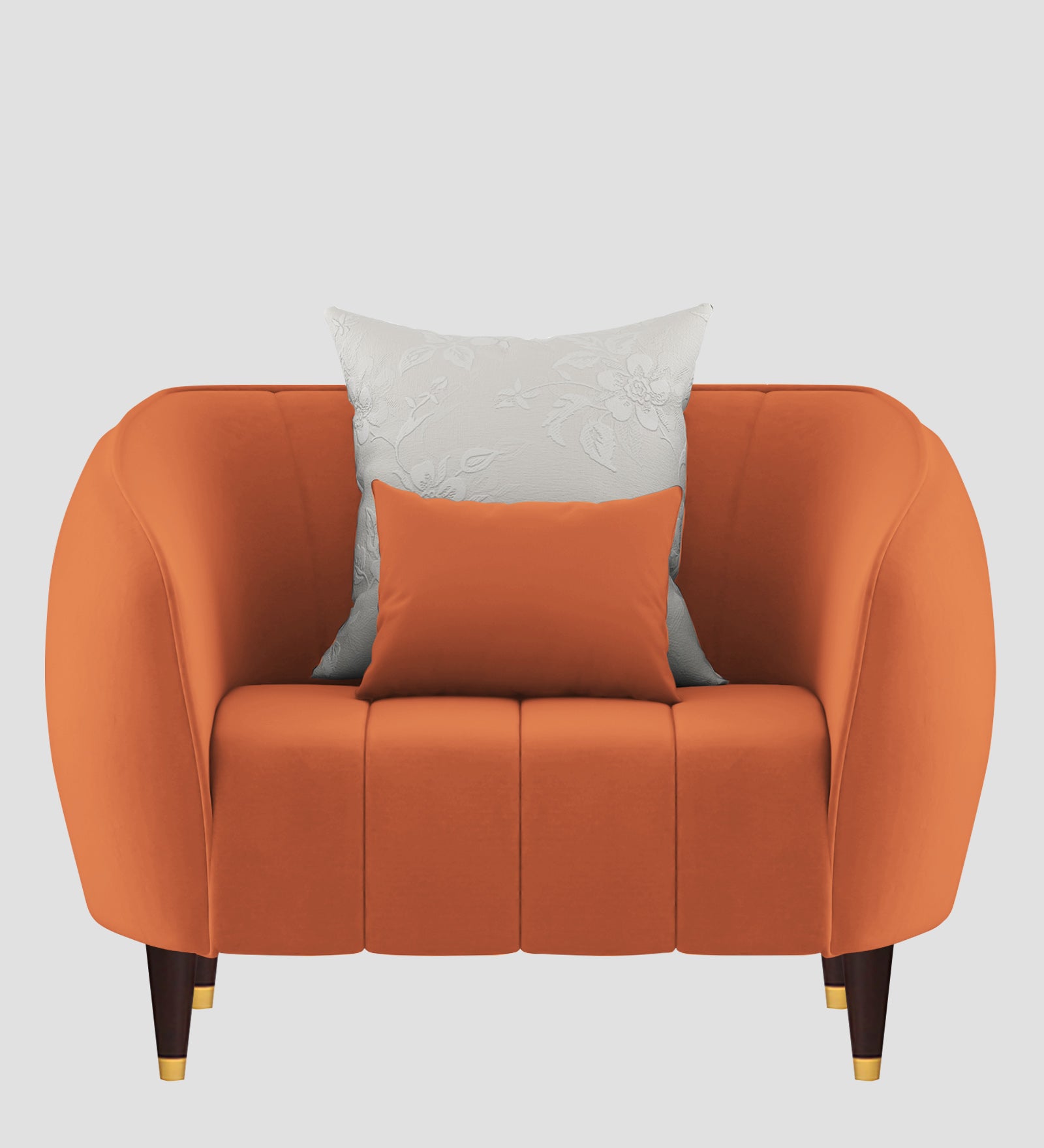 Hairo Velvet 1 Seater Sofa In  Yam Orange Colour - Febonic Living