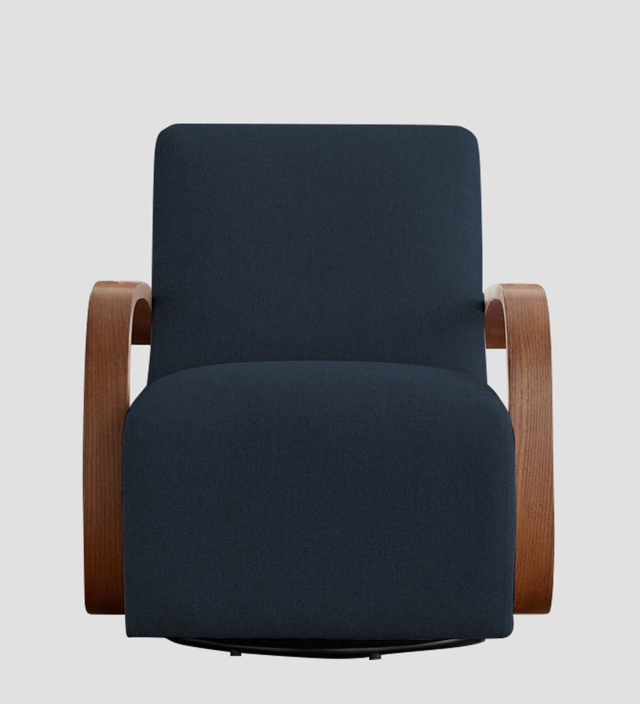 Balma Fabric Swivel Chair In Denim Blue Colour - Febonic Living