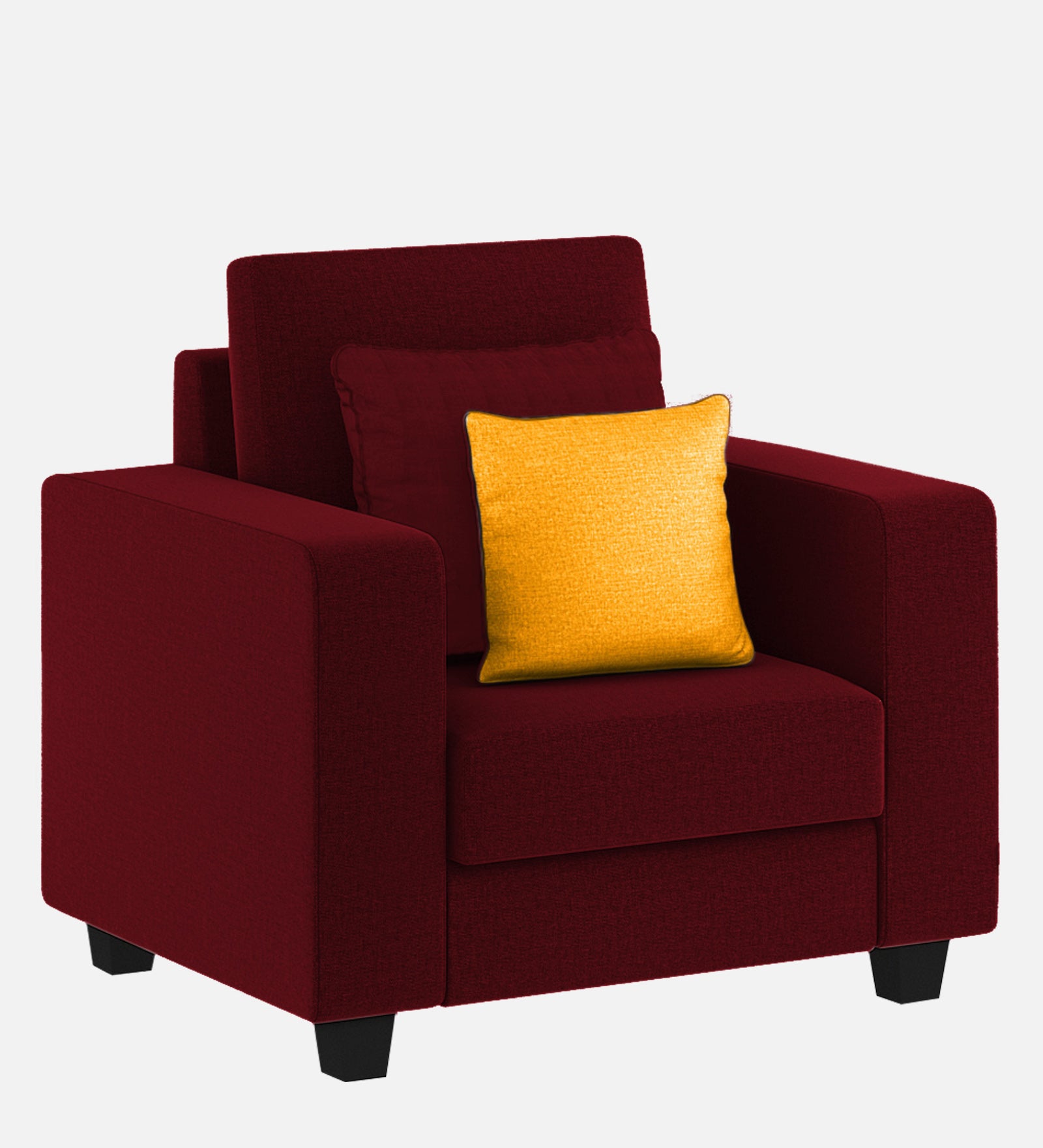 Nabi Fabric 1 Seater Sofa In Ruby Red Colour