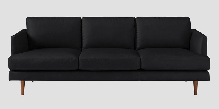 Sterio Leatherette 3 Seater Sofa In Light Black Colour - Febonic Living