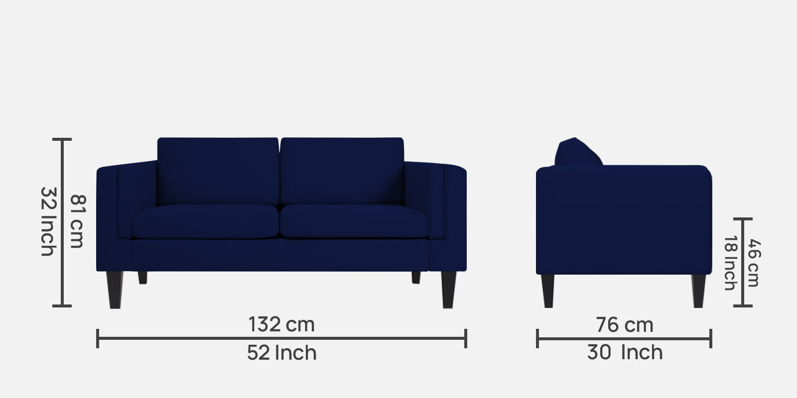 Jasper Velvet 2 Seater Sofa in Royal blue Colour