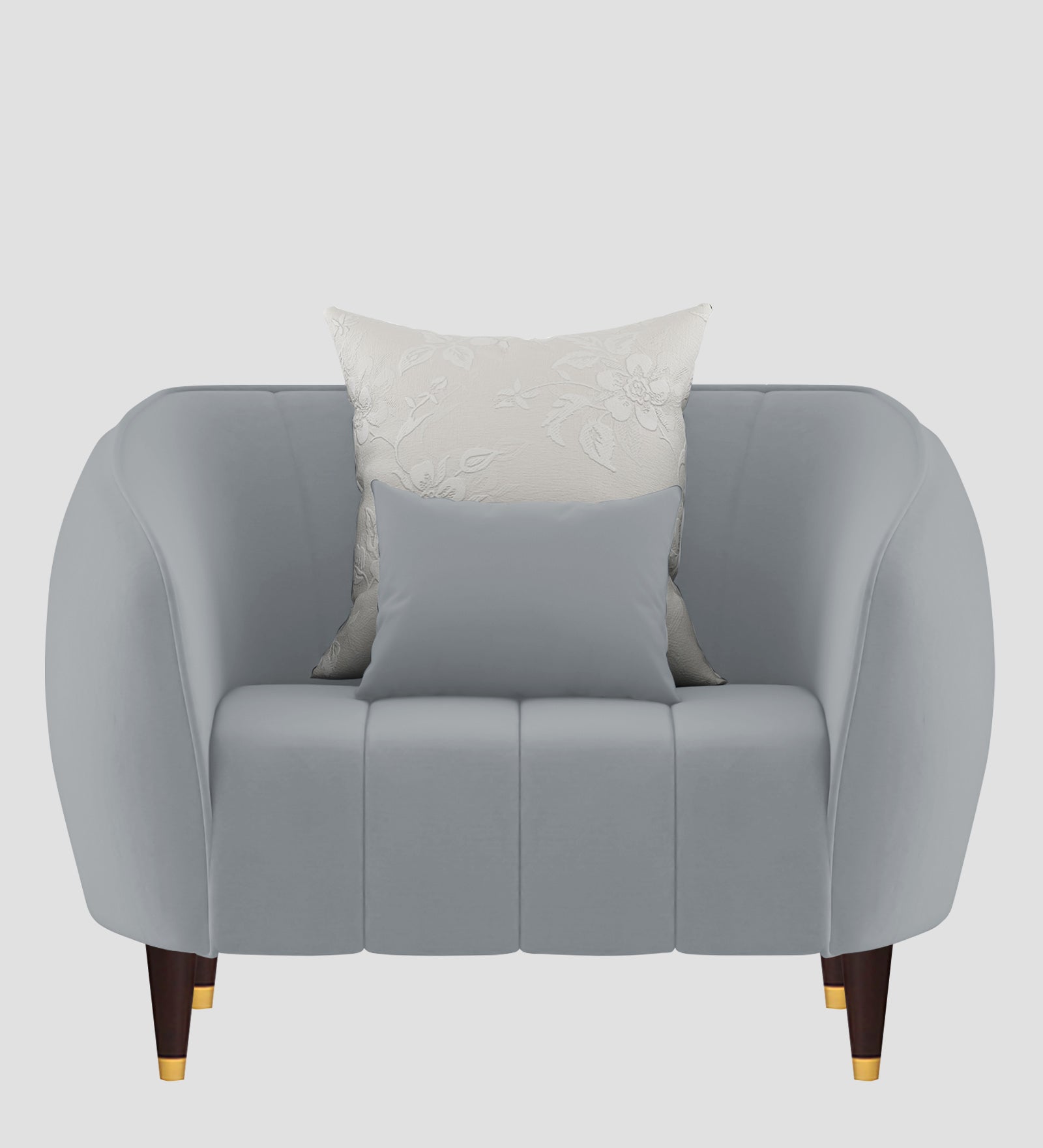 Hairo Velvet 1 Seater Sofa In  Concrete Grey Colour - Febonic Living