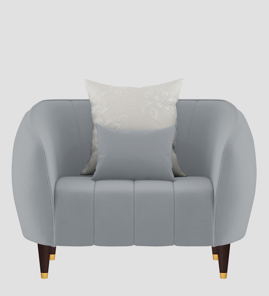 Hairo Velvet 1 Seater Sofa In Concrete Grey Colour - Febonic Living