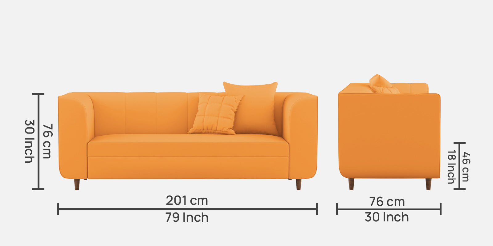 Sumo Velvet 3 Seater Sofa in Tangerine orange Colour