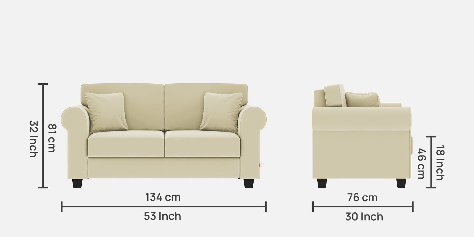 Numonk Velvet 2 Seater Sofa in Warm White Colour