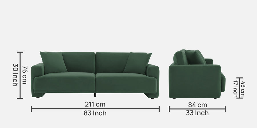 Kosta Velvet 3 Seater Sofa In Amazon Green Colour - Febonic Living