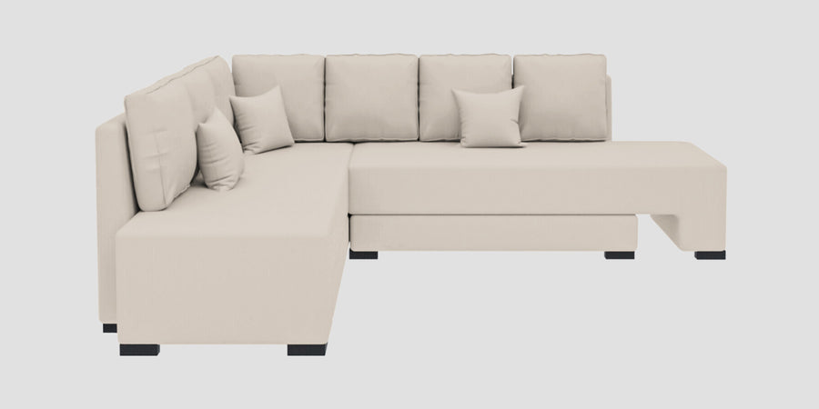 Corby Velvet Lhs 6 Seater Convertible Sofa Cum Bed In Camel Beige Colour - Febonic Living